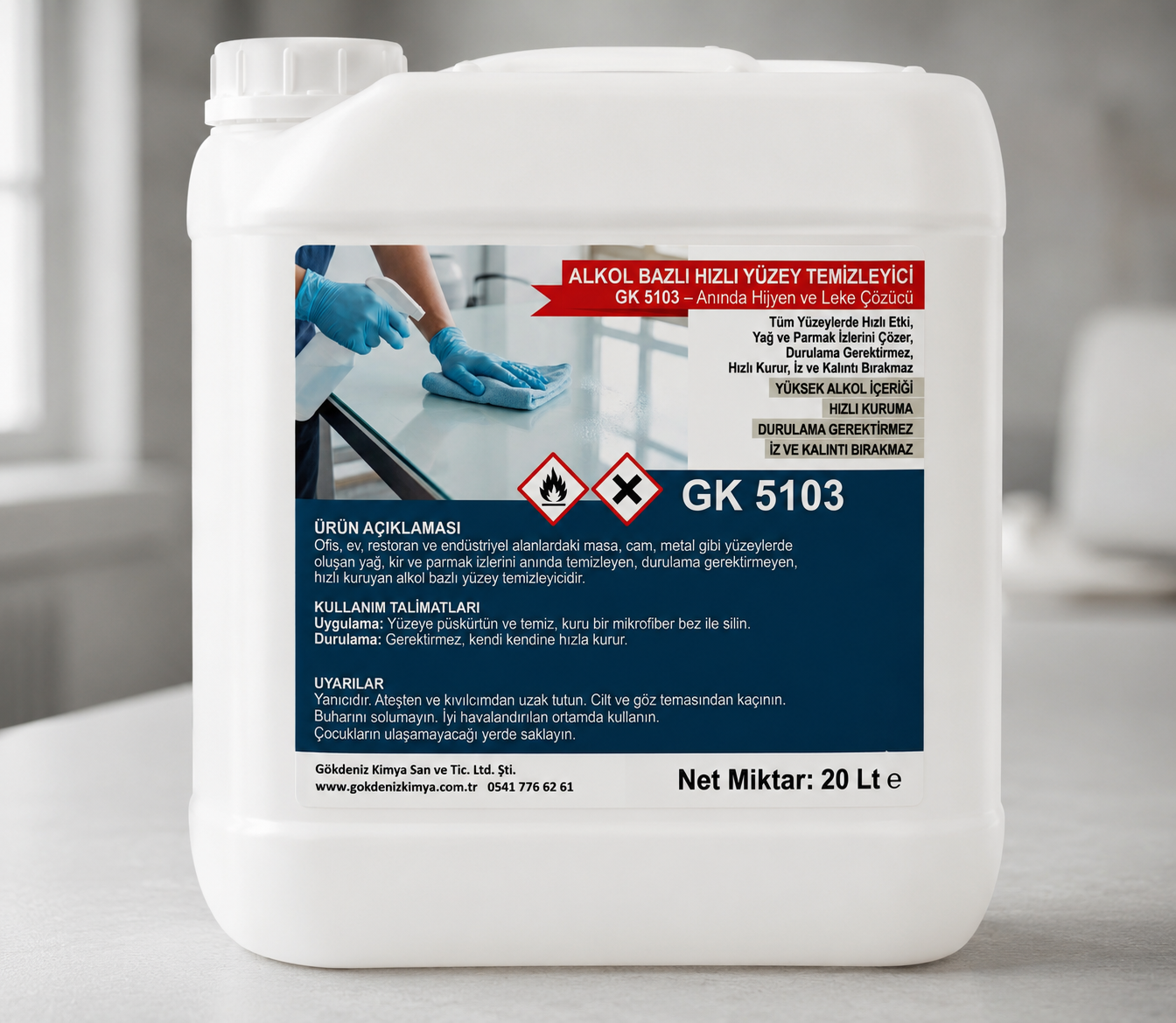 GK 5103: Alkol Bazlı Hızlı Yüzey Temizleyici
